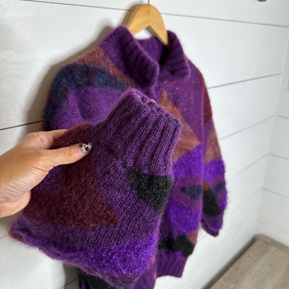 Vintage Krizia Maglia Abstract Mohair Wool Cardigan Made in Italy (Size 38) S/M - Picture 2 of 8